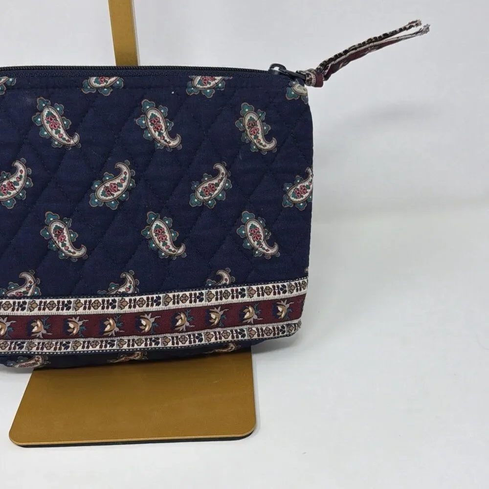 Vera Bradley Vintage Navy Paisley Quilted Crossbody & Pouch Lot Made In USA